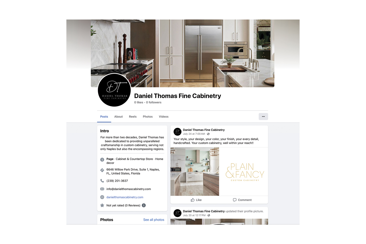 Daniel Thomas Fine cabinetry social media